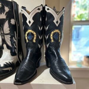 1990s • Austin Hall • “Lucky Horseshoe” Cowboy Boots • Men’s 8 D